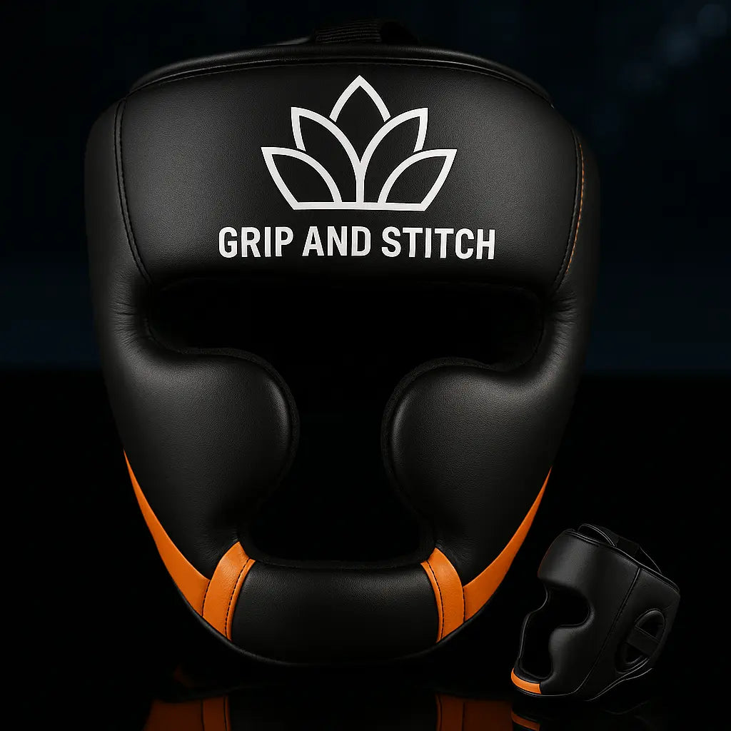 Pro Impact Boxing Head Guard – Black & Orange Edition